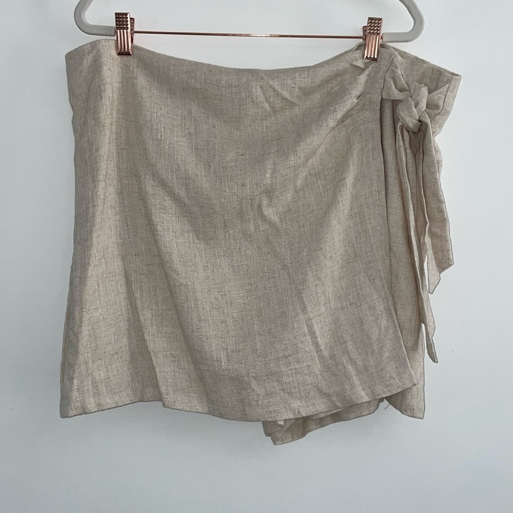 Pink Lily Your In Luck Kahaki Linen Shorts / Skort | 3XL